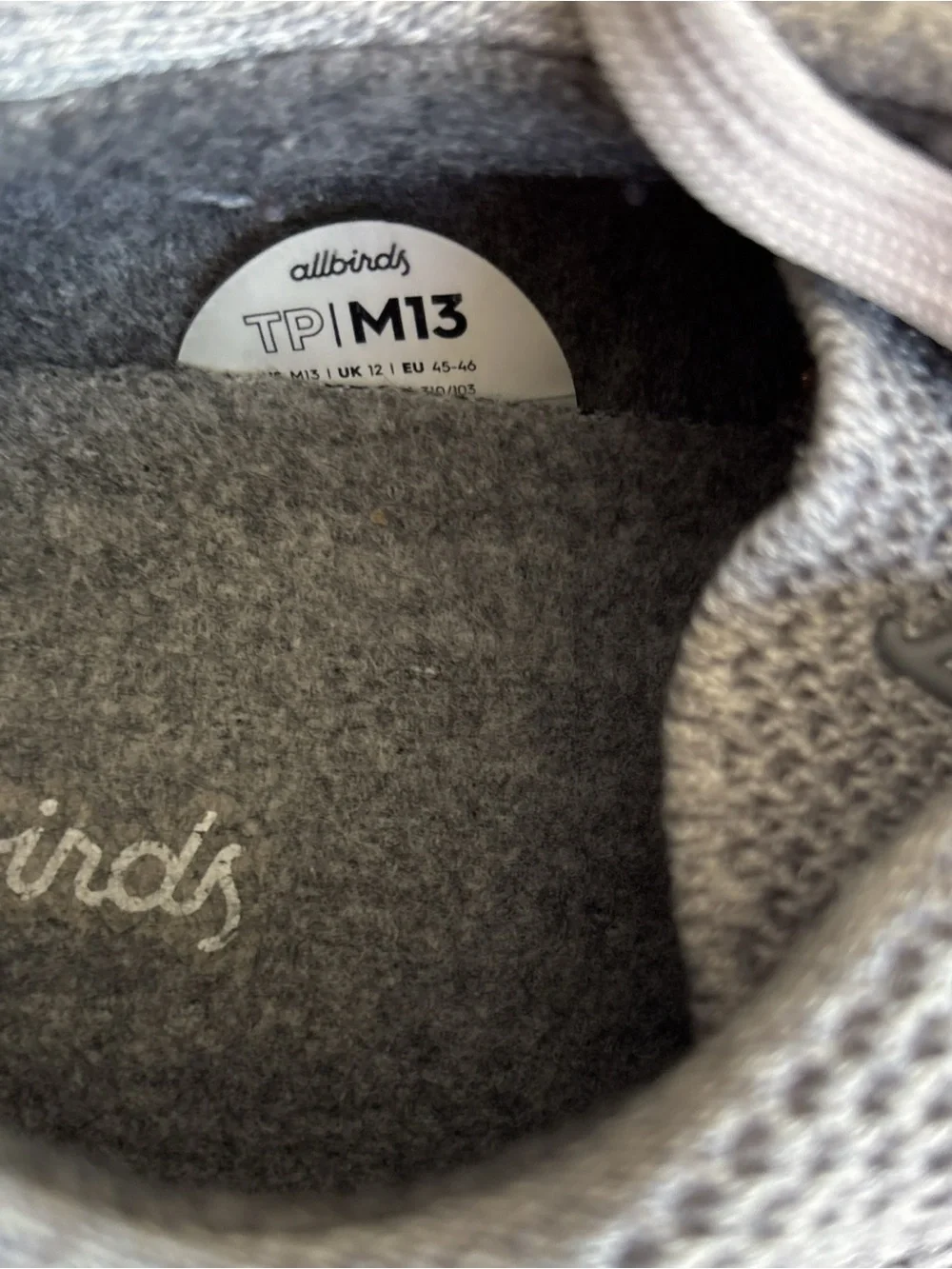 allbirds Men’s Gray Knit Wool Sneakers Athletic Athleisure Size 13